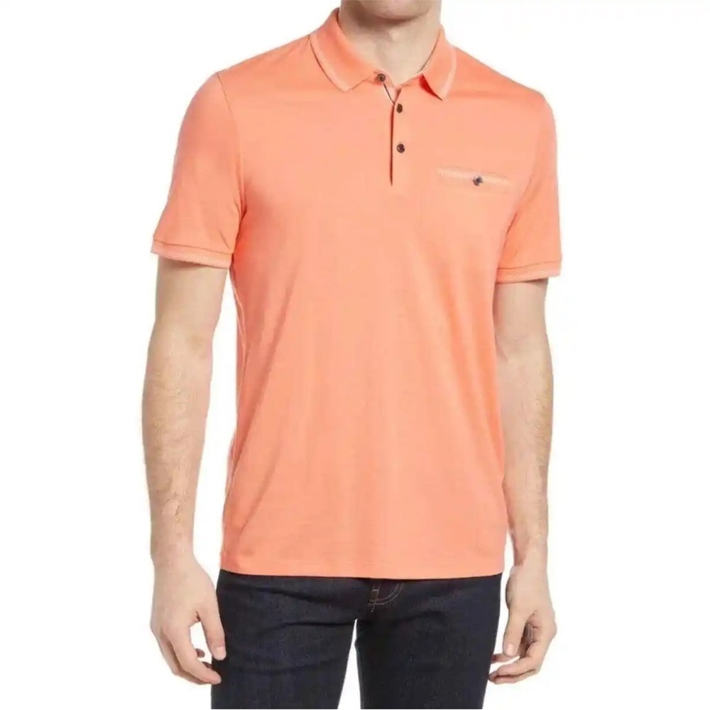 Ted Baker London Men's Tortila Short Sleeve Polo Shirt Orange Size 6 (2XL)